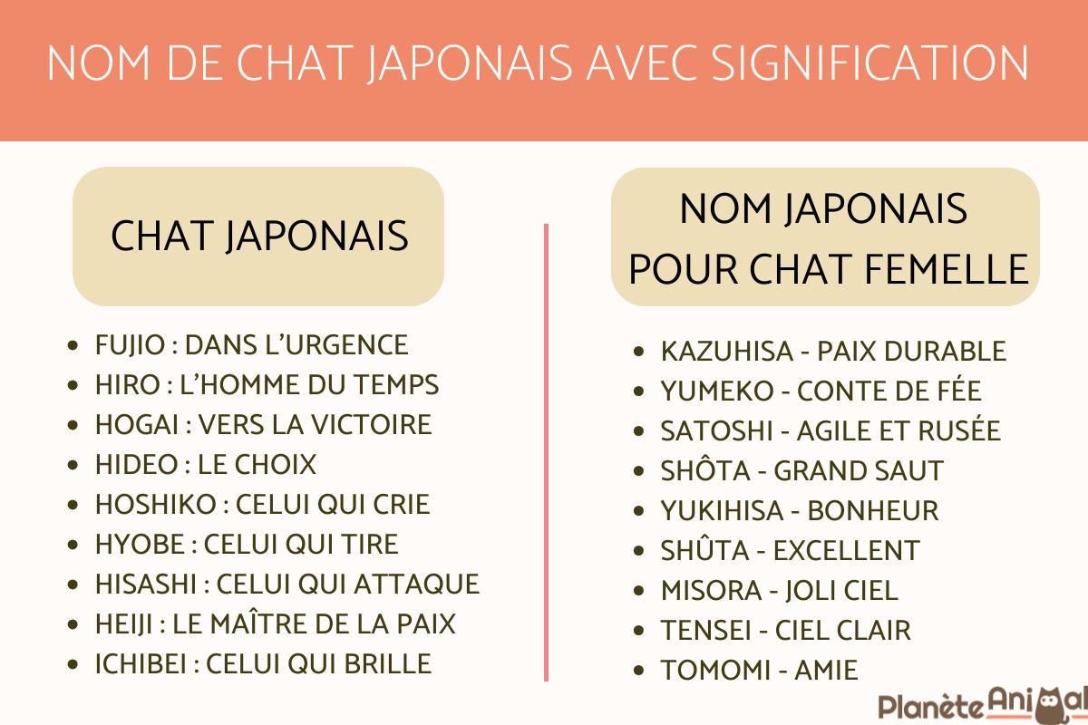 nom de chat male japonais avec signification